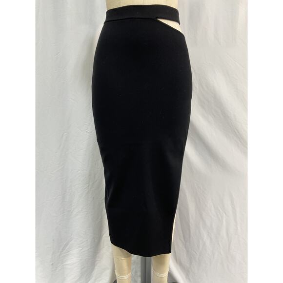 Michael Costello 'Ismane' Black Viscose Knit Midi Skirt Size XXS - Picture 2 of 5